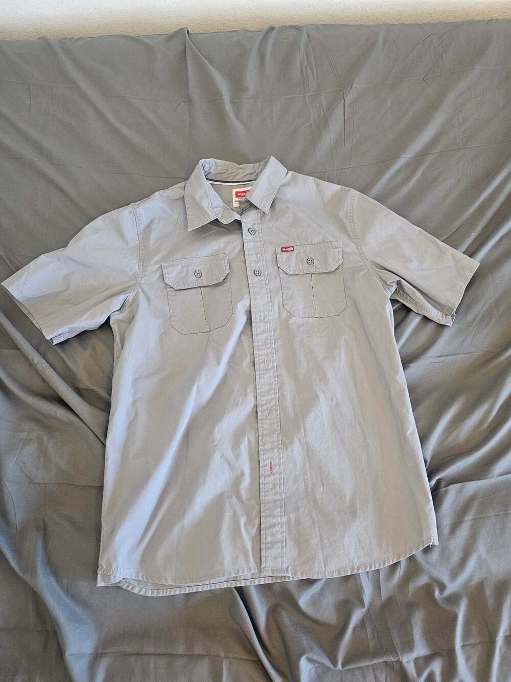 Wrangler Men's Short Sleeve Utility Shirt Gray
